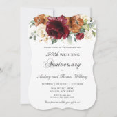 Invitation Anniversaire du Mariage floral d'ivoire de Bourgog (Devant)