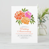 Invitation Anniversaire du Mariage Floral rose chaud (Debout devant)