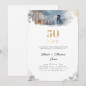 Invitation Anniversaire du mariage Golden Rain Romance (Devant / Derrière)
