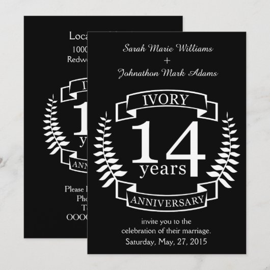 Invitation anniversaire du mariage ivoirien 14 ans (Devant / Derrière)