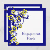 Invitation Anniversaire du mariage jaune bleu (Devant / Derrière)