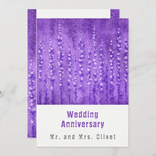 Invitation Anniversaire du Mariage Lilac Lupines (Devant / Derrière)