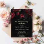 Invitation Anniversaire du Mariage noir Chic Red Roses<br><div class="desc">Une rose rouge moderne,  chic et glamour sur arrière - plan noir.</div>