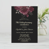 Invitation Anniversaire du Mariage noir Rose de Bourgogne chi (Debout devant)