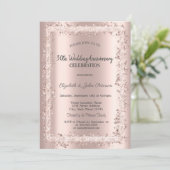 Invitation Anniversaire du Mariage or Rose parties scintillan (Debout devant)