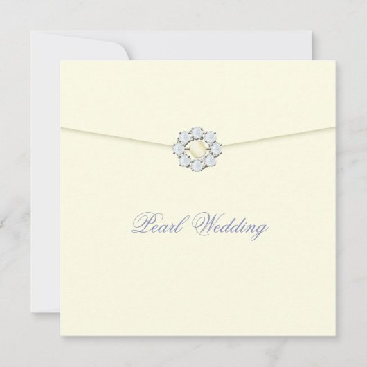 Invitation Anniversaire du Mariage perle avec diamants et per (Devant)