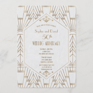 Invitation Anniversaire du Mariage Royal Gold White Great Gat
