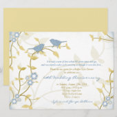 Invitation Anniversaire du Mariage Song Birds Blue Gold Diamo (Devant / Derrière)