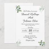 Invitation Anniversaire du Mariage standard de la feuille ver (Devant / Derrière)