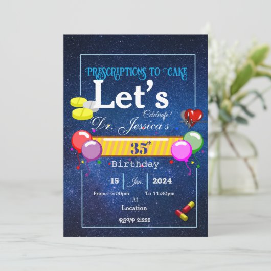 Invitation Anniversaire du médecin (Debout devant)