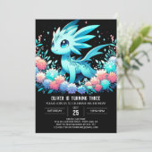 Invitation Anniversaire du mignon dragon moderne (Debout devant)