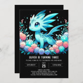 Invitation Anniversaire du mignon dragon moderne (Devant / Derrière)