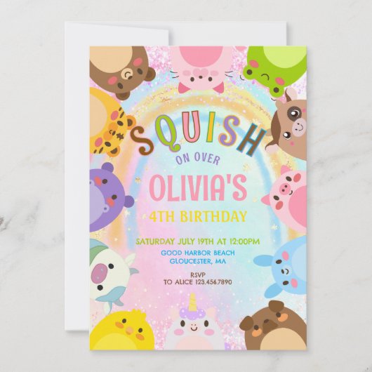 Invitation Anniversaire du mignon Squishmallow (Devant)