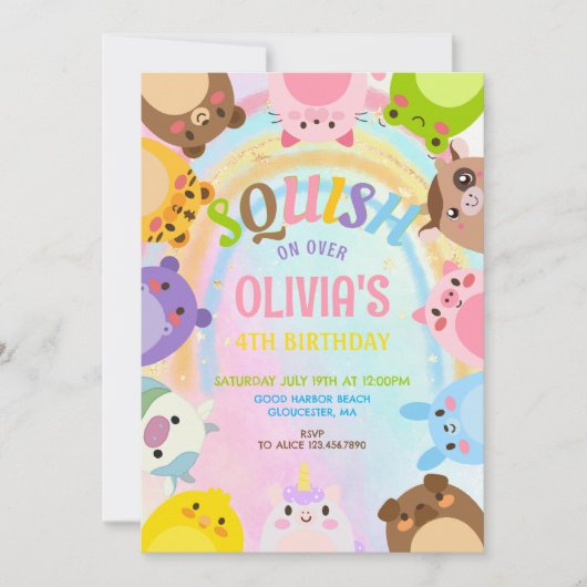 Invitation Anniversaire du mignon Squishmallow (Devant)