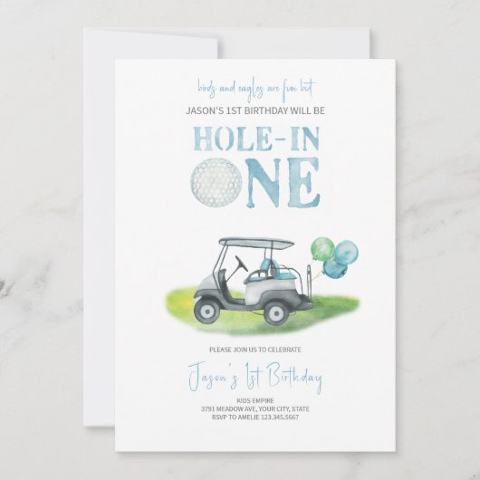 Invitation Anniversaire du mini-golf Hole-In-One (Devant)