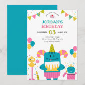 Invitation Anniversaire du monstre de dessin (Devant / Derrière)