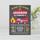 Invitation Anniversaire Du Moteur D'Incendie Ou Du (Debout devant)