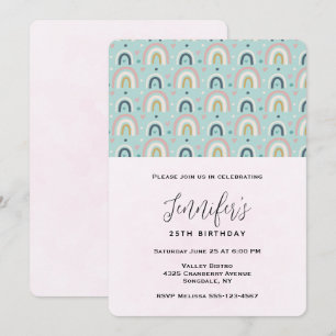 Invitation Anniversaire du Motif arc-en-ciel mignon