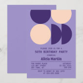 Invitation Anniversaire du Motif rouge géométrique circulaire (Devant / Derrière)