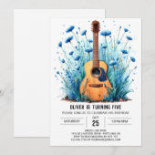 Invitation Anniversaire du musicien Pastel Guitar Boy (Devant / Derrière)