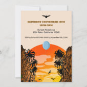 Invitation Anniversaire du palmier du coucher de soleil tropi (Dos)