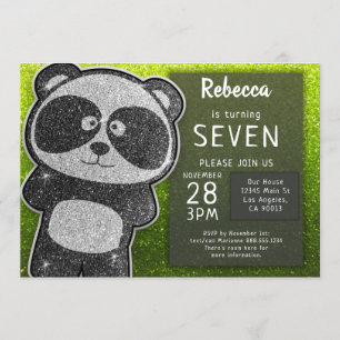 Invitation Anniversaire du Panda magique Parties scintillant