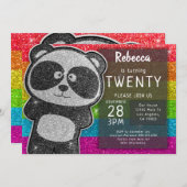 Invitation Anniversaire du Panda magique Parties scintillant  (Devant / Derrière)