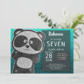 Invitation Anniversaire du Panda magique Parties scintillant (Debout devant)