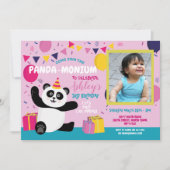 Invitation Anniversaire du Panda Panda-monium Photo rose (Devant)