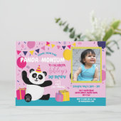 Invitation Anniversaire du Panda Panda-monium Photo rose (Debout devant)