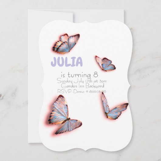 Invitation Anniversaire du papillon (Devant)