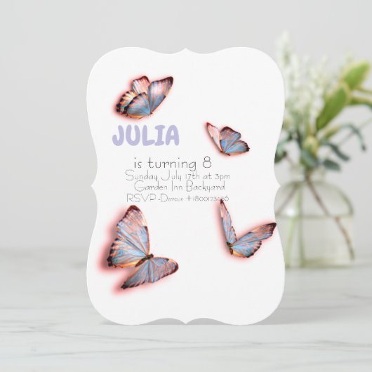 Invitation Anniversaire du papillon (Debout devant)