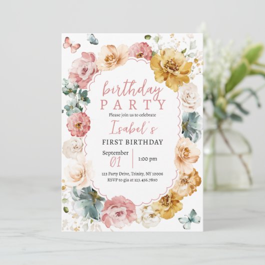 Invitation Anniversaire du papillon (Debout devant)