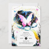 Invitation Anniversaire du papillon Boho rose (Devant)