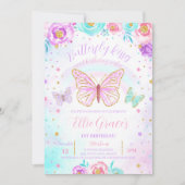 Invitation Anniversaire du papillon floral (Devant)