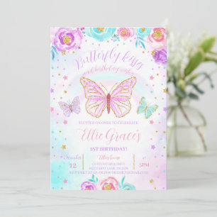 Invitation Anniversaire du papillon floral