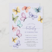 Invitation Anniversaire du papillon lavande (Devant / Derrière)