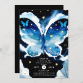 Invitation Anniversaire du papillon magique (Devant / Derrière)