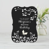 Invitation Anniversaire du papillon noir et blanc (Debout devant)