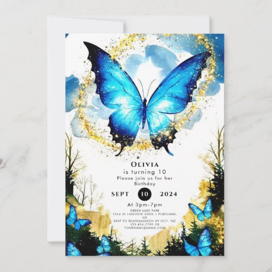 Invitation Anniversaire du papillon Pastel Boho (Devant)
