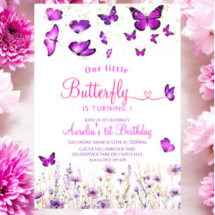 Invitation Anniversaire du papillon pourpre
