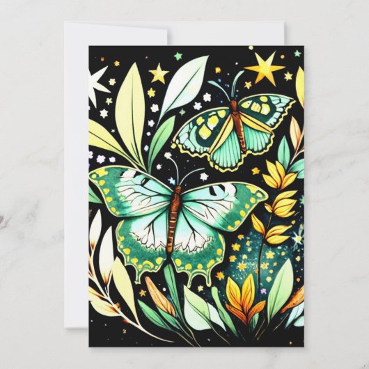 Invitation Anniversaire du papillon vert de Sage moderne (Dos)