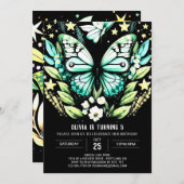 Invitation Anniversaire du papillon vert de Sage moderne (Devant / Derrière)