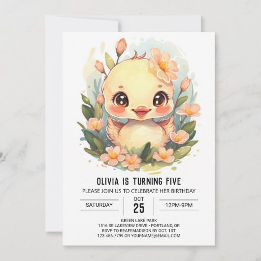 Invitation Anniversaire du Pastel Duck moderne (Devant)