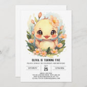 Invitation Anniversaire du Pastel Duck moderne (Devant / Derrière)