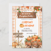 Invitation Anniversaire du patch citrouille de plaid orange (Devant)