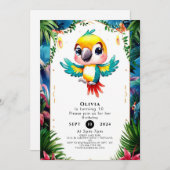 Invitation Anniversaire du perroquet de Boho enchanté (Devant / Derrière)