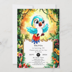 Invitation Anniversaire du perroquet de saumons blancs