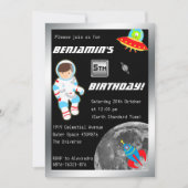 Invitation Anniversaire du petit astronaute dans l'espace ext (Devant)