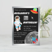 Invitation Anniversaire du petit astronaute dans l'espace ext (Debout devant)